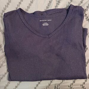 American Eagle Navy Ribbed Knit Top